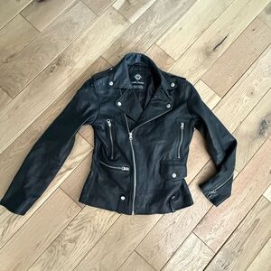 Vintage Black Leather Jacket size 4 excellent condition